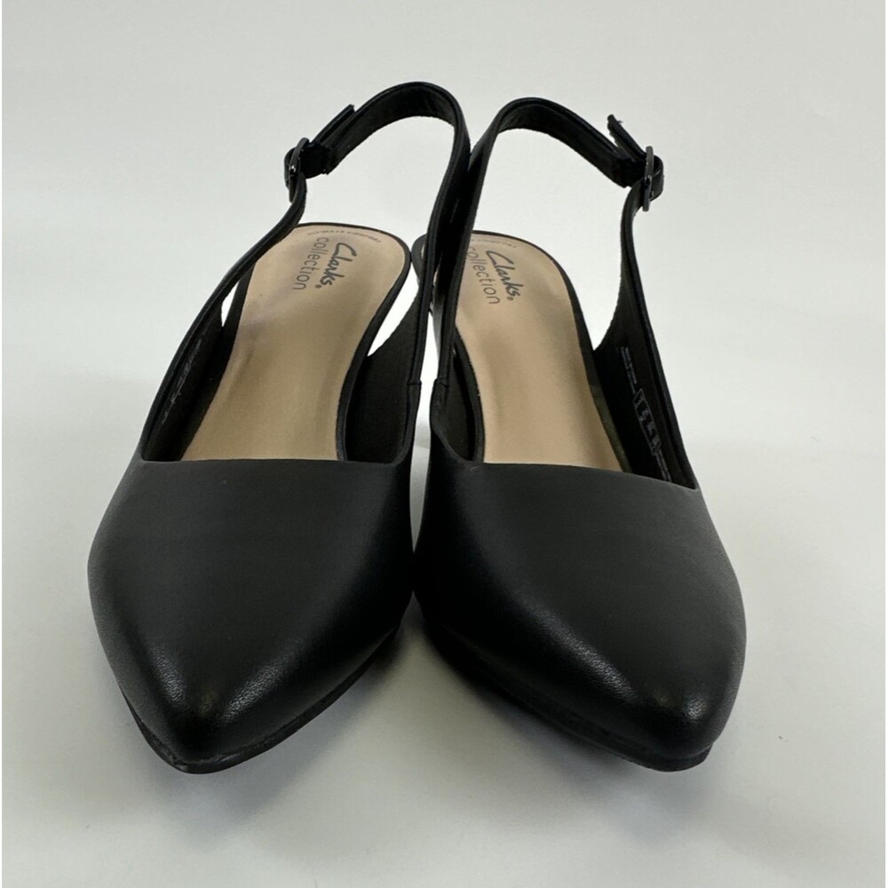 Clarks Kataleyna Step Pump Heels Slingback Buckle Black Leather Pointed Toe 8.5 - Picture 3 of 13